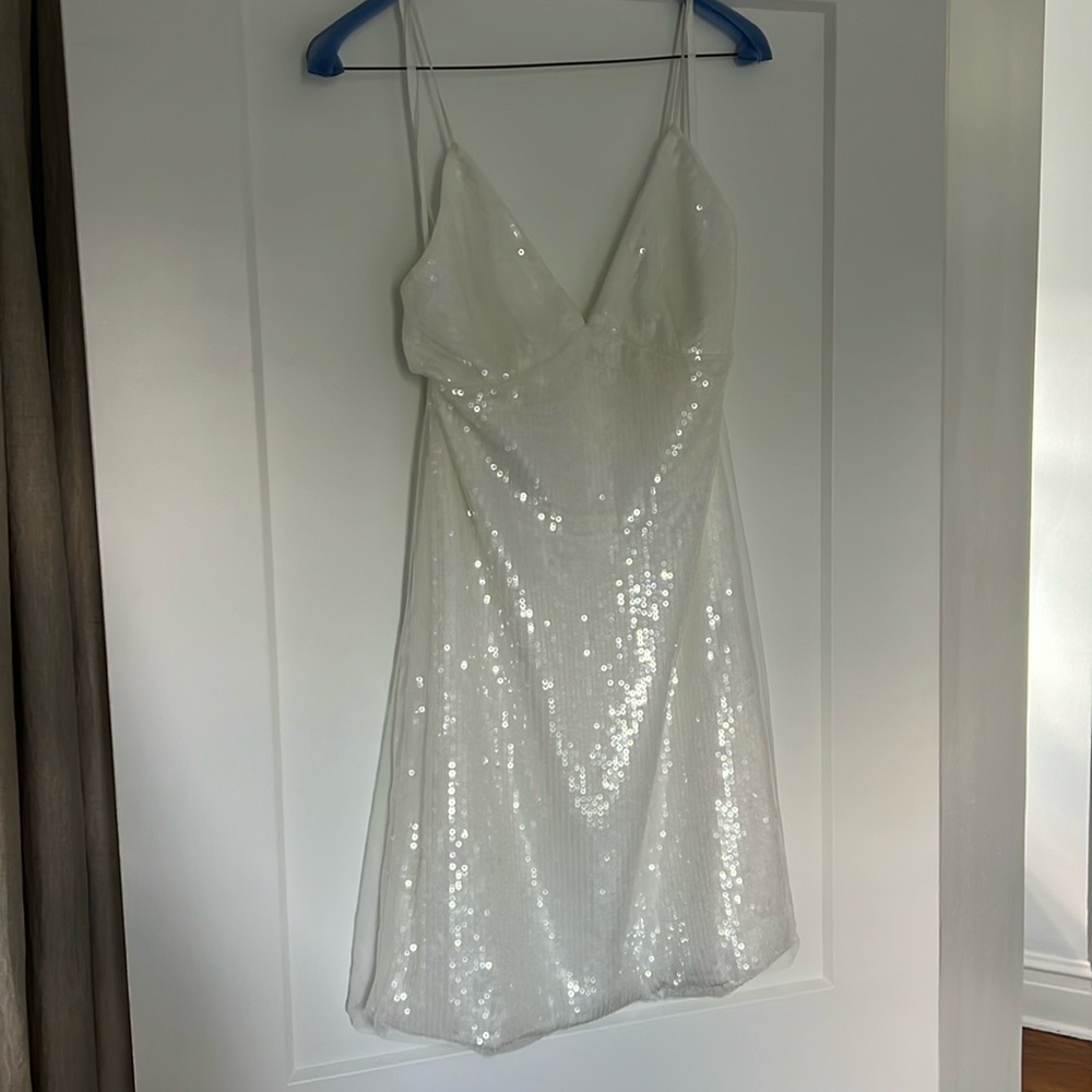 Amsale Little White Dress - Sequin